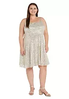 Morgan & Co. Short Sequin Skater W Wide U Neck And Back Adjustible Spaghetti Straps