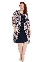 Plus Abstract Printed Jacket Dress