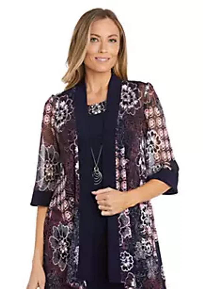 R & M Richards 2Pc Puff Print And Ity Banded Swing Jacket Dress