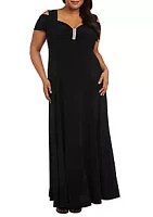 R & M Richards Cold Shoulder Long Dress