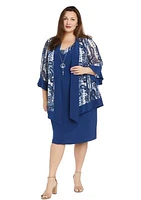 Women's V-Neck Abstract Print Jacket Dress