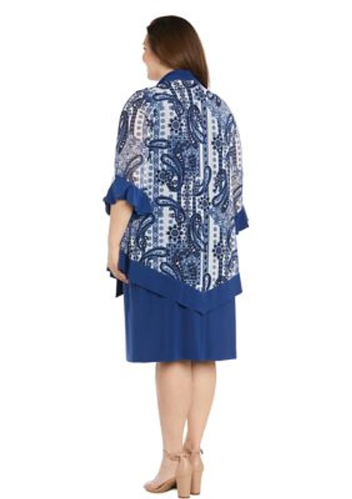 Women's V-Neck Abstract Print Jacket Dress