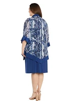 Women's V-Neck Abstract Print Jacket Dress