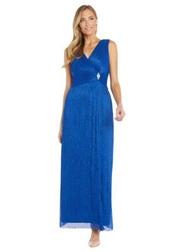 Women's Sleeveless V-Neck Solid Gown