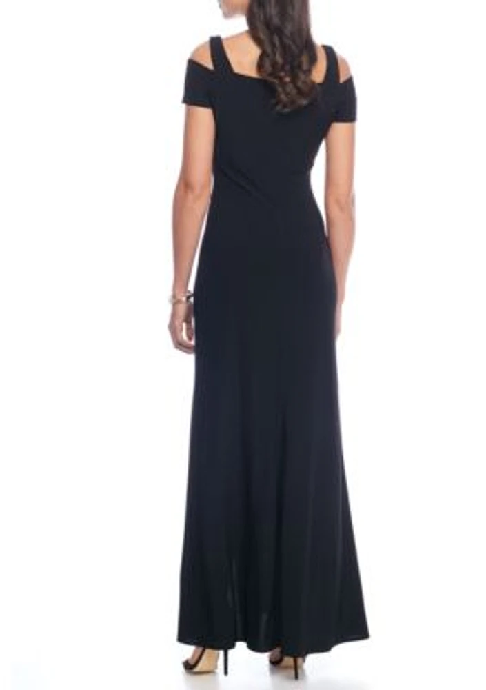 Women's Cold Shoulder Jersey Gown