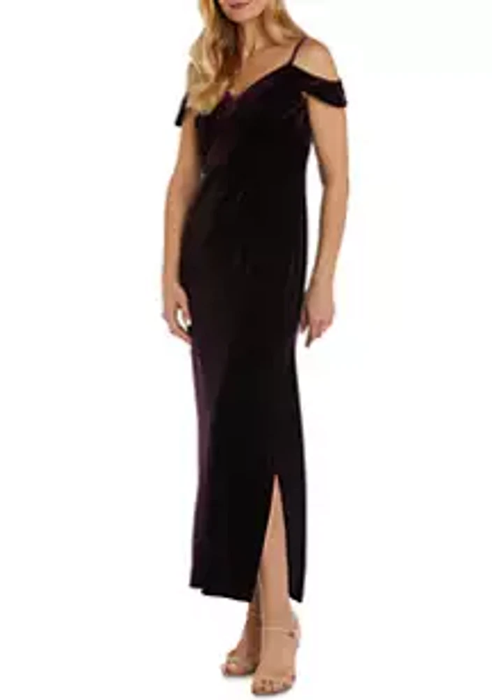 Nightway Spaghetti Strap Velvet Gown