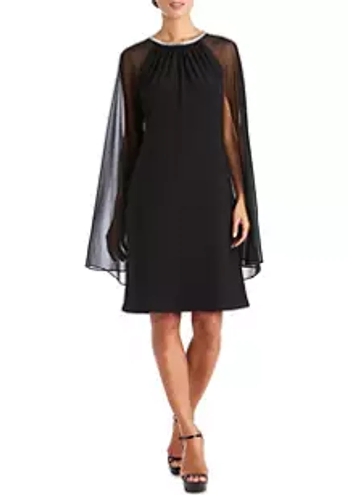 R & M Richards Women's Chiffon Cape Sleeve Dress