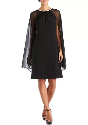 Women's Chiffon Cape Sleeve Dress