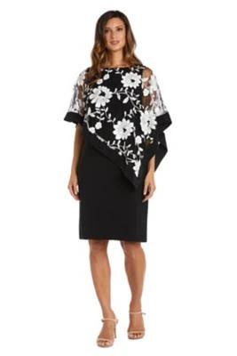 Floral Threadwork Poncho Dress