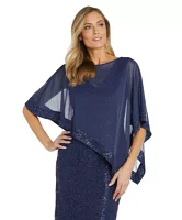 1Pc Short Lace V Neck Dress With Sheer Poncho