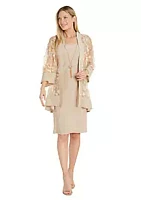 R & M Richards 2Pc 3D Flower Emb Tulle And Ity Jacket Dress