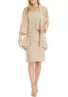 R & M Richards Women's 3/4 Sleeve Solid A-Line Jacket Dress