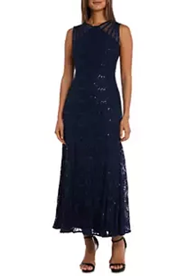R & M Richards Sleeveless Sequin Lace Gown