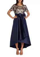 R & M Richards  Women's Embellished Sequin High Low Wrap Dress