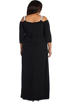 1Pc Cold Shoulder Rhinestone Detail Straps Dress