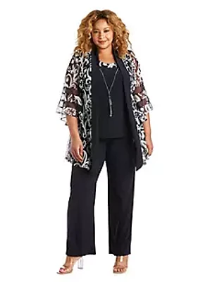 R & M Richards 2Pc Banded Butterfly Sleeve Mock Pant Set