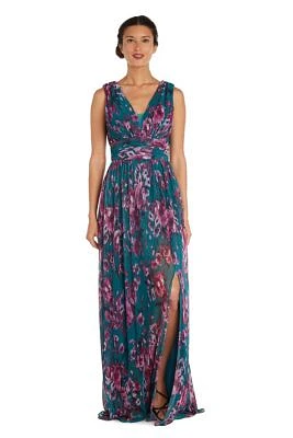 Sleeveless Floral Print V Front W Mesh Detail, Back, And Side Slit