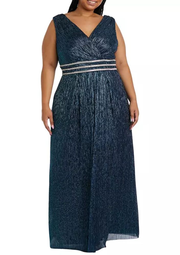 Belk Plus One-Piece Crinkle Pleated Sleeveless Dress | The Summit