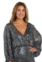 Short Printed Beaded Blouson Dress With Dolman Novelty Sleeve