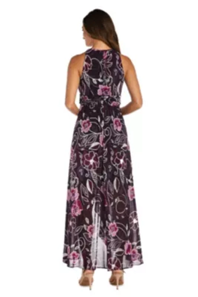 1Pc Puff Print Power Mesh Cut Away Asymmetric Hi Lo Maxi