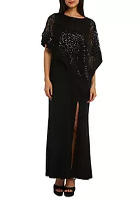 R & M Richards Lace Poncho Over Ity Sheath Long
