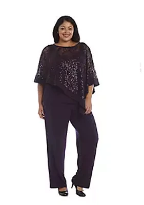 R & M Richards 2Pc Mock Poncho With Attached Tank Over Pants