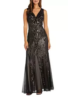R&M Richards Long Beaded Gown