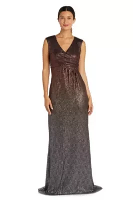1Pc Wrap Front Ombre Foil Texture Knit Dress