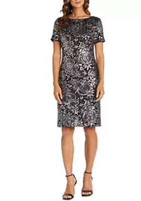 R&M Richards MISSY Sequined Cocktail Dress