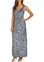 R&M Richards Sequined Column Gown