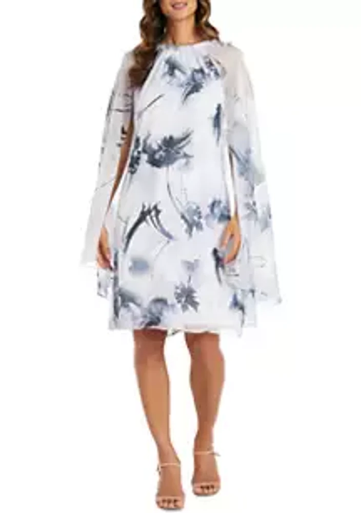 R&M Richards Petite Chiffon Printed Dress