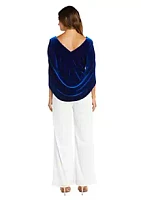 R & M Richards 1Pc Drape Back Sleeves Velvet Top