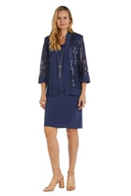 2Pc Banded Hi Lo Ity And Sequin Jacket Dress