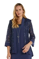 2Pc Banded Hi Lo Ity And Sequin Jacket Dress