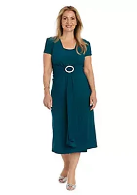 R & M Richards 1Pc Cascade Frt Scraf Dtl F&F Dress