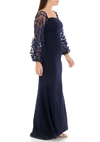 Women's 3D Flower Sleeve Gown