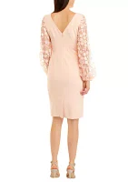 Women's Long Sleeve Crepe Sheath Dress