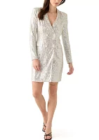 Women's Long Sleeve V-Neck Sequin Sheath Dress