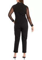 Women's Long Mesh Sleeve Jumpsuit