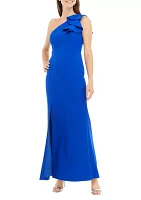 Women's One Shoulder Fitted Ruffle Gown