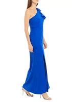 Women's One Shoulder Fitted Ruffle Gown