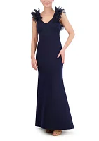 Women's Ruffle Shoulder Gown