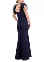 Women's Ruffle Shoulder Gown