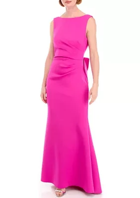 Women's Sleeveless Solid Ruched Gown