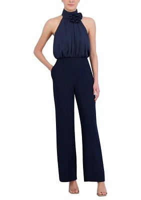 Women's Halter Sleeveless Rosette Jumpsuit