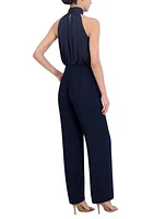 Women's Halter Sleeveless Rosette Jumpsuit