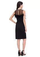 Women's Sleeveless Mesh Crew Neck Sheath Dress