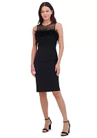 Women's Sleeveless Mesh Crew Neck Sheath Dress