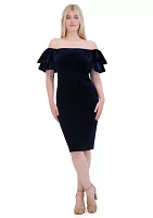 Women's Off the Shoulder Velvet Sheath Dress