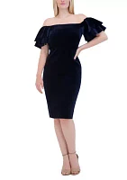 Women's Off the Shoulder Velvet Sheath Dress